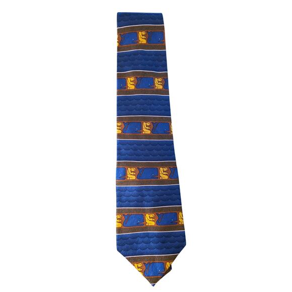 None Other - Eagles‎ Wings Mens Christian Necktie Blue 100% Silk Jonah & Whale